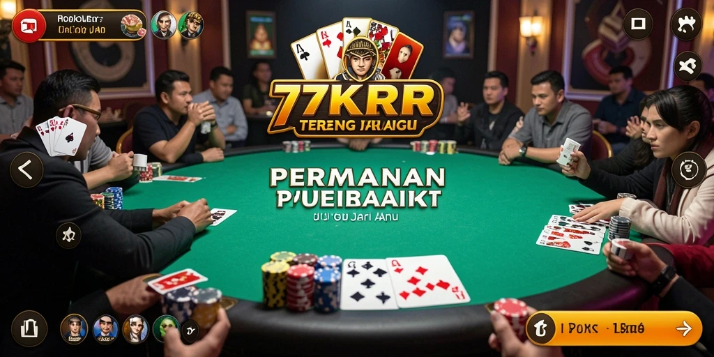 Tampilan seru gameplay Poker di 77RP dengan pemain yang bersaing.