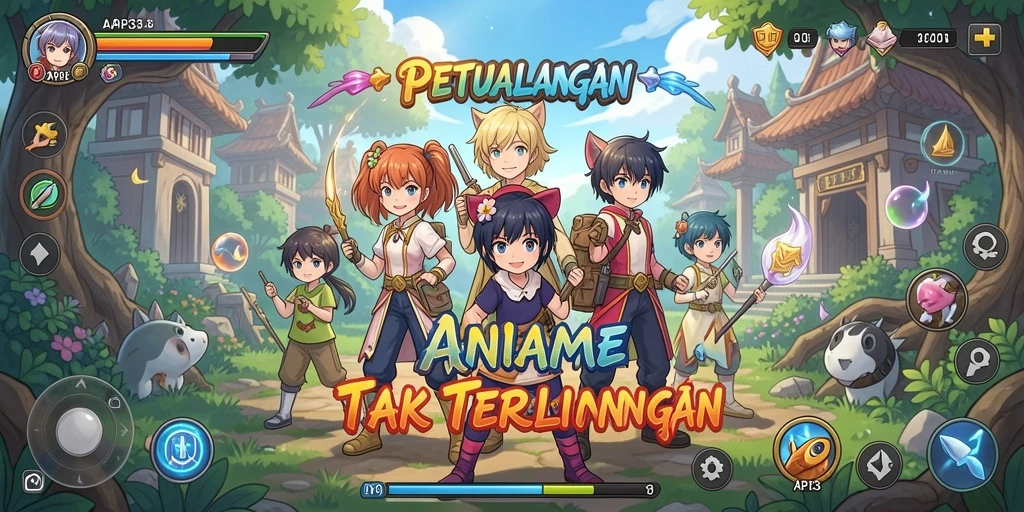 Tampilan gameplay menakjubkan dari API33 diiringi karakter anime unik.
