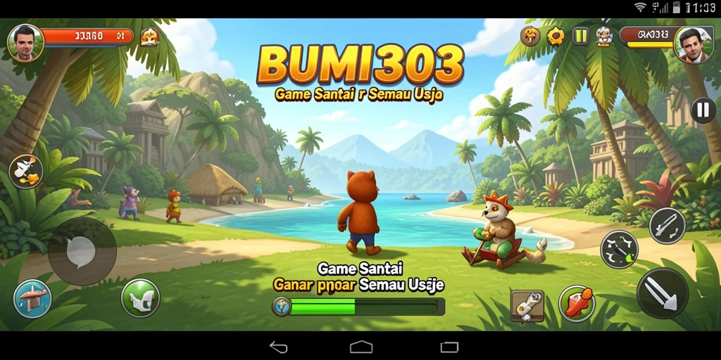 Tampilan gameplay BUMI303 yang penuh warna dan menarik.