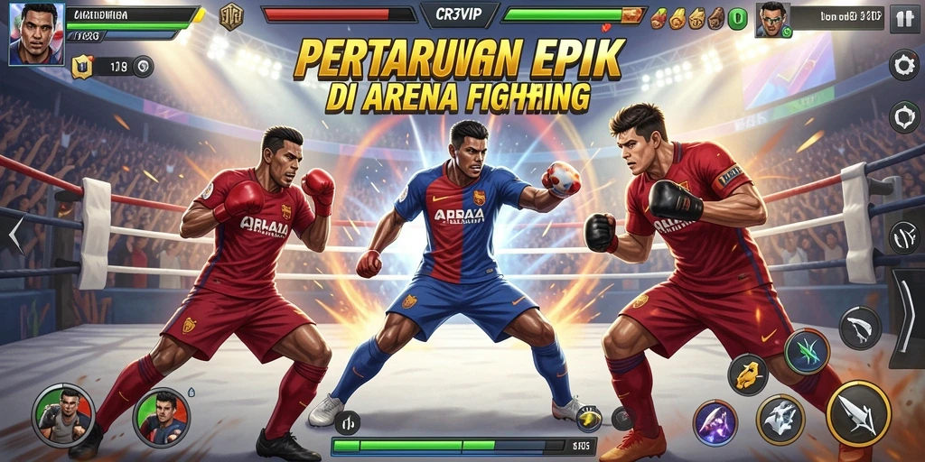 Tangkapan layar mendebarkan dari gameplay Fighting CR7VIP.