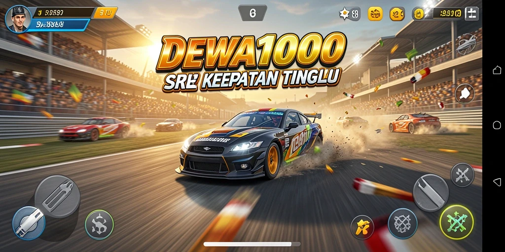Gameplay balapan seru dan mendebarkan di DEWA1000.