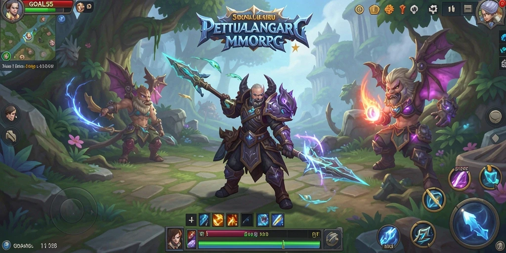 Tampilan gameplay epik dalam dunia MMORPG GOAL55 yang menakjubkan.