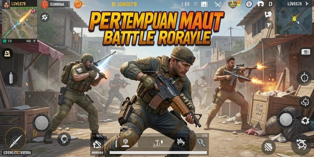 Screenshot utama LOVE678 menampilkan aksi pertempuran seru antara pemain.