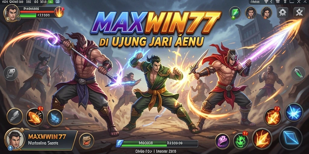 Tampilan gameplay seru dari MAXWIN77 dengan pertarungan yang intens.