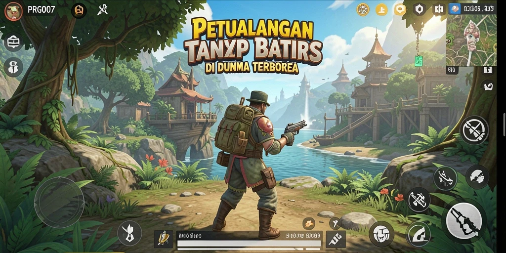 Screenshot PRG007 menampilkan pengembaraan di dunia terbuka yang luas.