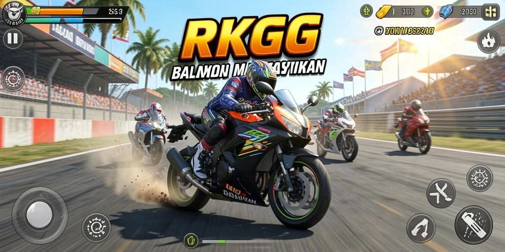Gameplay balapan motor yang mendebarkan dan penuh tantangan.