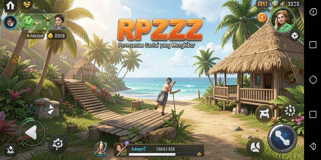 Antarmuka gameplay RPZZZ yang menyenangkan dan interaktif.