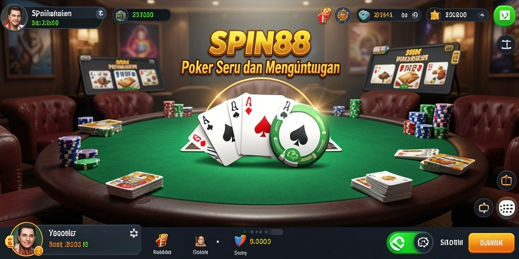 Screenshot SPIN88 menunjukkan keseruan gameplay Poker yang intens.