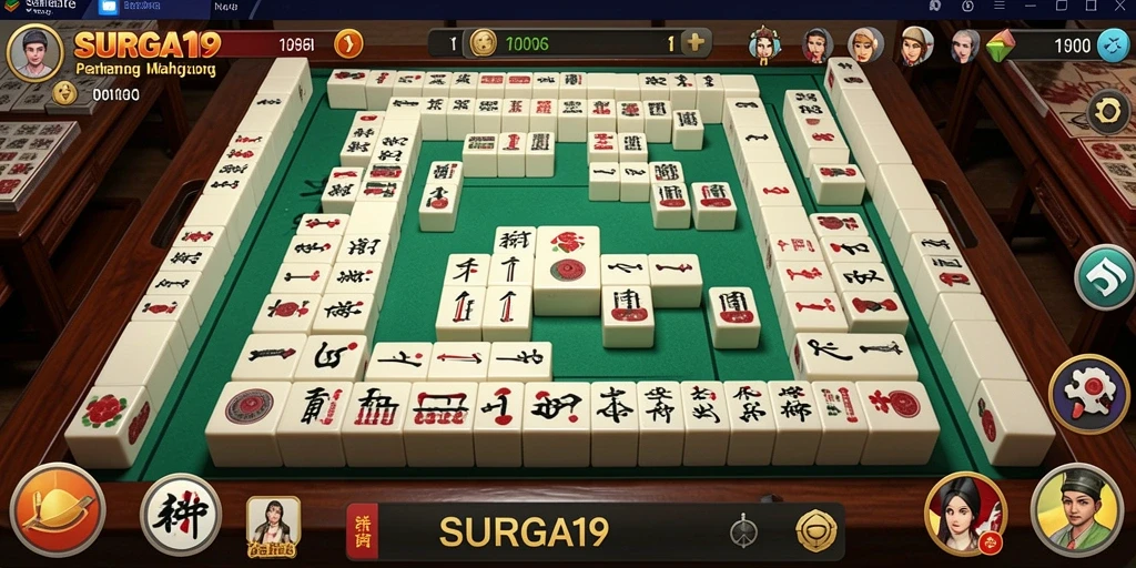Tampilan gameplay <strong>SURGA19</strong> yang seru dan menarik saat bermain Mahjong.