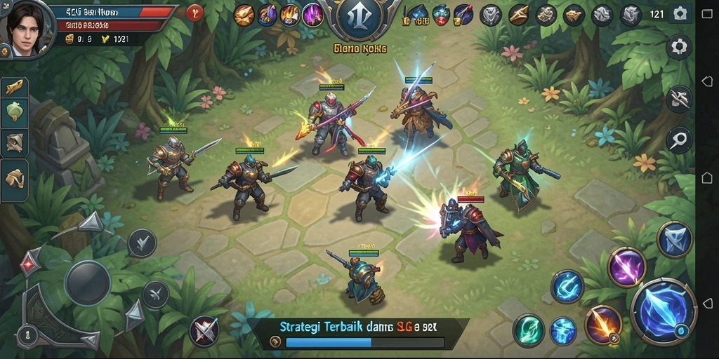 Screenshot gameplay V21 yang menunjukkan aksi strategi real-time.
