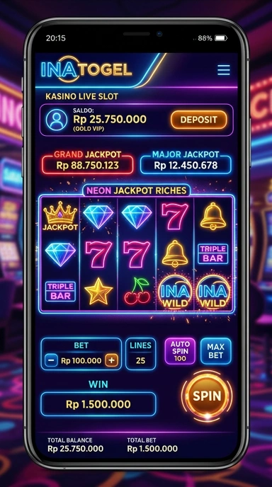 Tampilan utama aplikasi inatogel yang menarik dan informatif.